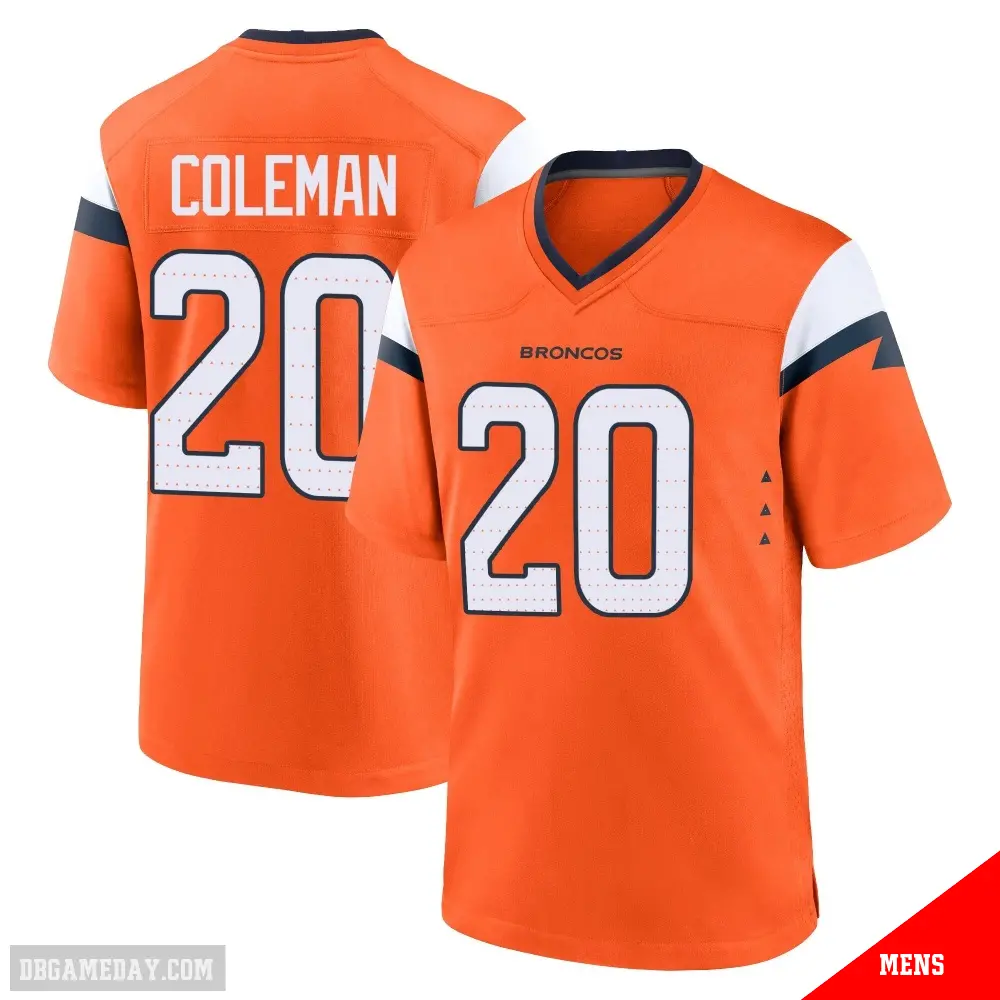 ＃20 Men's Jonah Coleman Orange Game Denver Broncos Jersey
