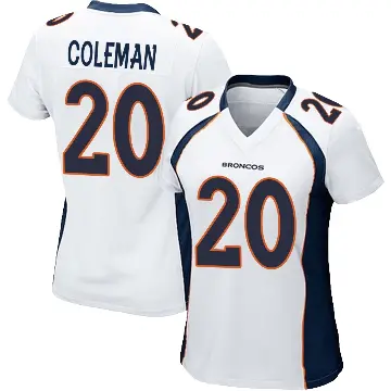 ＃20 Women's Jonah Coleman White Game Denver Broncos Jersey