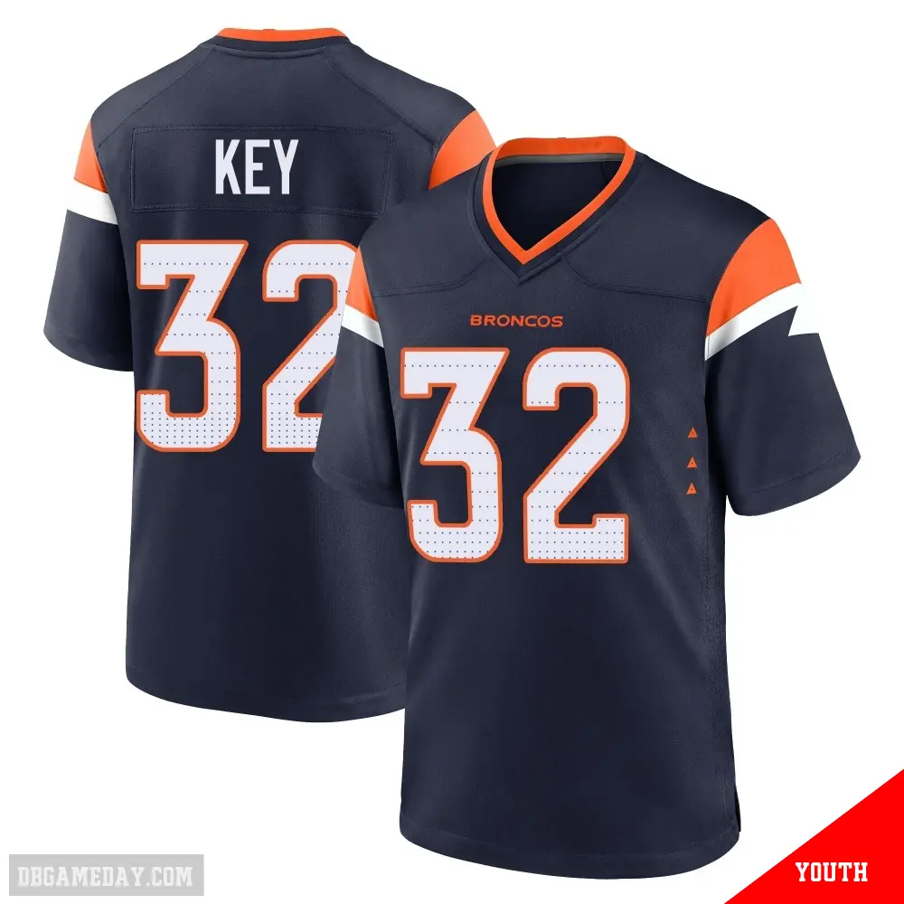 ＃32 Youth Dane Key Navy Game Denver Broncos Alternate Jersey